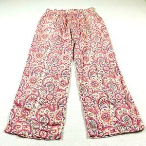 Faherty Floral Paisley Wide Leg Pants Pull On Trousers